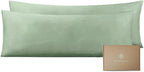Bioweaves 100% Organic Cotton Body Pillow Cover for Body Pillowcases 300 Thread Count Soft Sateen Weave GOTS Certified with Zipped Closure - 21" x 54", Basil, Pack of 2 by BIOWEAVES