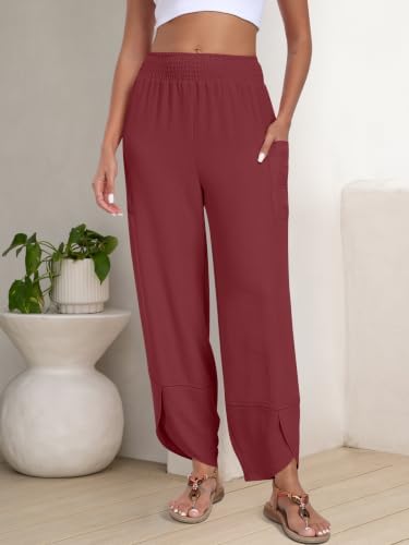 ANRABESS Womens Wide Leg Palazzo Capri Barrel Pants Cropped Trousers - Image 3