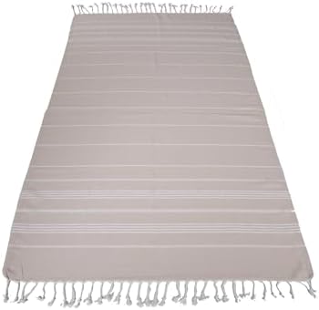 Turkish Beach Towel 100% Organic Cotton Extra Large Oversized (39 x 71 Inches) Quick Dry Sand Free Light Weight Prewashed for Bath Beach Gym Yoga Travel Towel Blanket (Medium Beige) - Image 3