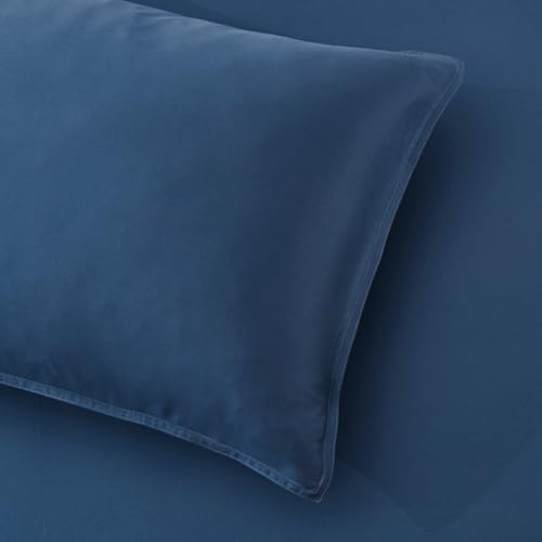 Luxury Bamboo Market | Queen Envelope Pillowcase Set | 100% Viscose Made from Bamboo | Organically Grown | Ultra Soft | Cooling | 2pcs [Midnight Blue] - Image 3