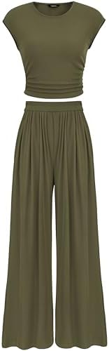 PRETTYGARDEN Women Summer 2 Piece Ribbed Knit Lounge Sets by PRETTYGARDEN