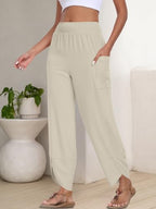 ANRABESS Womens Wide Leg Palazzo Capri Barrel Pants Cropped Trousers - Image 4