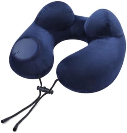 QUQUQ Travel Neck Pillow for Sleeping Inflatable Travel Pillow Velvet Neck Pillows with Storage Bag for Airplanes Comfortable(Blue-A) by Unknown