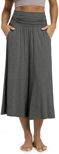 ODODOS Women's Wide Leg Palazzo Lounge Cropped Pants with Pockets Light Weight Comfy Pajama Capri Pants-20/22"/ 24" Inseam by ODODOS