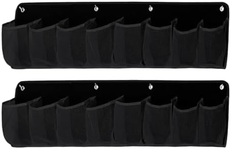 2 Pieces Shoe Storage Pocket Organizer Bedside Holder Bag Rack Hanging Non Woven Saving Easy Install Suitable for RV Bedroom, Black - Image 7