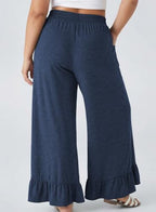 Eytino Womens Plus Size Wide Leg Pants Elastic High Waist Lounge Trouser - Image 2