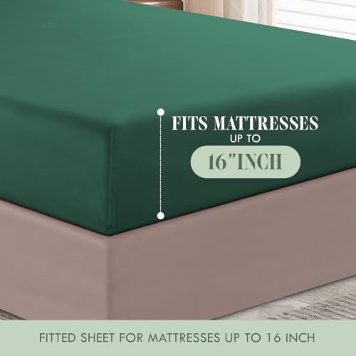 Elegant Comfort Luxury Soft 1500 Premium Hotel Quality Microfiber Wrinkle and Fade Resistant Cozy 6-Piece Bedding Set, Easy All Around Elastic Fitted Sheet, Deep Pocket, King, Hunter Green - Image 5