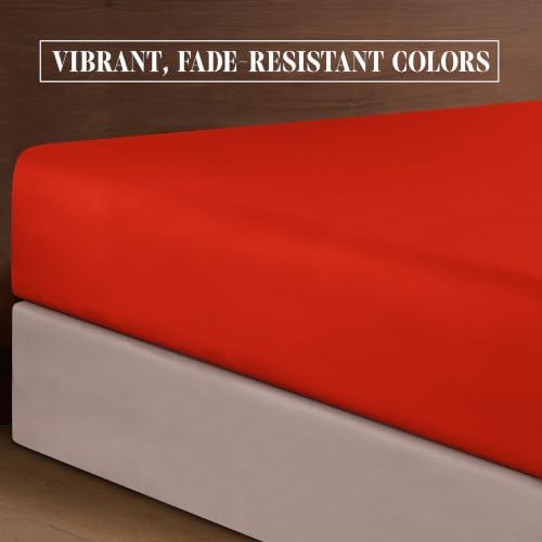 Elegant Comfort Luxury Soft 1500 Premium Hotel Quality Microfiber Wrinkle and Fade Resistant Cozy 6-Piece Bedding Set, Easy All Around Elastic Fitted Sheet, Deep Pocket, Queen, Red - Image 6
