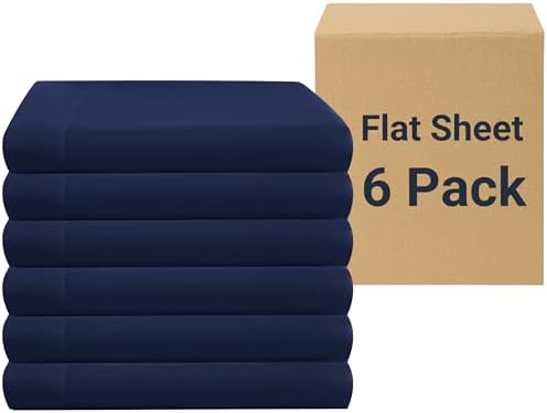 ZPECC King Flat Sheets Only Navy 6 Pack, Color-Coded Hem Threads by ZPECC-ABrandThatHasBeenFocusedOnBeddingFor20Years