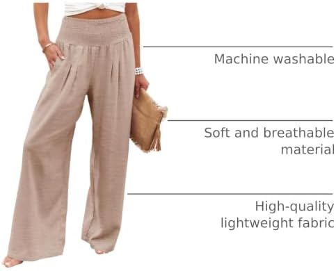 Angerella Womens Elastic High Waisted Palazzo Pants Casual Wide Leg Long Lounge Pant Trousers with Pocket - Image 4