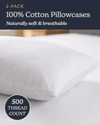 Beckham Hotel Collection Pillowcases King Size Set of 2, Cool Touch Cotton Sateen Fabric, 500TC, Silky Smooth & Soft, Open End, White - Image 2