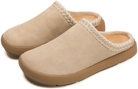 UBFEN Womens 100% Genuine Suede Mules Arch Support Indoor Outdoor Slippers by UBFEN