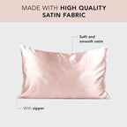 Kitsch Satin Pillowcase with Zipper - 2 pcs King Size, Blush - Image 2
