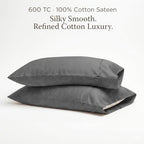 Threadmill 600TC Cotton King Pillowcases, Sateen, Jacquard, Dark Grey - Image 2