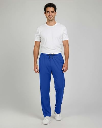 3 Pack Men's Mesh Sweatpants Open Bottom Lounge Workout Track Gym Pants - Image 3