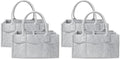Cute Castle 4 Pack Diaper Caddy Organizer - Portable Baby Caddy Organizer with Handle, Nursery Storage Bin and Car Organizer for Girls, Boys - Baby Gift Basket - Grey by Cute+Castle