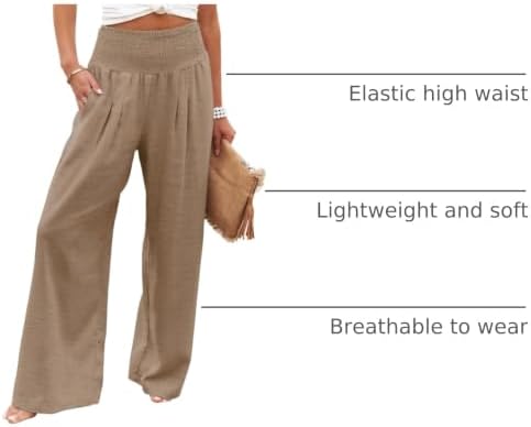 Angerella Womens Elastic High Waisted Palazzo Pants Casual Wide Leg Long Lounge Pant Trousers with Pocket - Image 4