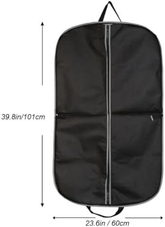3pcs Black Suit Garment Cover Bag 101x60cm, Non Woven Travel Protector - Image 2