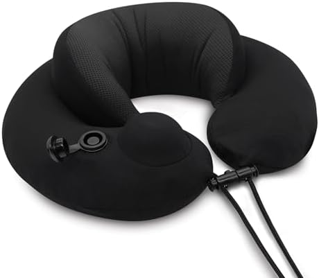 Switzerland Premium Memory Foam Travel Neck Pillow, Inflatable with 3D Pump, Black for Airplane, Train, and Car Travel - Image 5