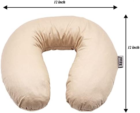 Buckwheat Neck Pillow for Sleeping U Shaped Pillow Cooling Travel Head Support Pillow for Neck Pain Relief Side Sleepers Buckwheat Hulls Concealed Zipper (12x12 inch, Light-tan) - Image 3