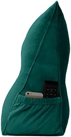 Peachwell Handmade Headboard Pillow- Triangular Wedge Support Large Bolster Cushion Headboard Backrest Pillow with Two Large Side Pockets for Bed Rest (Green, 47 x 8 x 20 inches) - Image 3