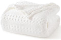 PHF Lightweight 100% Cotton Waffle Blanket for Bed, King, White by PHF