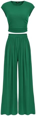PRETTYGARDEN Women Summer 2 Piece Ribbed Knit Lounge Sets by PRETTYGARDEN