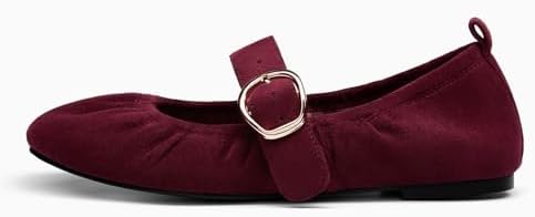Coutgo Womens Ballet Flats Ruched Round Toe Mary Jane Flats Comfortable Slip On Dressy Shoes - Image 4