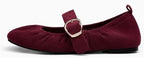Coutgo Womens Ballet Flats Ruched Round Toe Mary Jane Flats Comfortable Slip On Dressy Shoes - Image 4