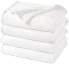 PHF Fleece Blanket King 108"x90" - 300GSM Lightweight Airy Warmth, White by PHF
