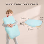 Memory Foam Toddler Pillow, Breathable Cooling Removable Pillowcase, Kids Pillow for Sleeping, Ergonomic Contour Neck Pillow for Back & Side & Stomach Sleeping 12x22 in (Blue) - Image 2