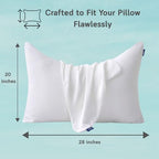 Cooling Pillow Covers for Curved Pillows – 2-Pack 28x20 Pearl White Moon-Shaped Zippered Pillowcases, 100% Rayon Derived from Bamboo, Ultra-Soft, Silky, Breathable, & Wrinkle‑Resistant - Image 2
