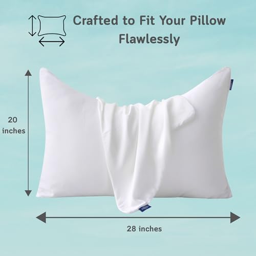 Cooling Pillow Covers for Curved Pillows – 2-Pack 28x20 Pearl White Moon-Shaped Zippered Pillowcases, 100% Rayon Derived from Bamboo, Ultra-Soft, Silky, Breathable, & Wrinkle‑Resistant - Image 2