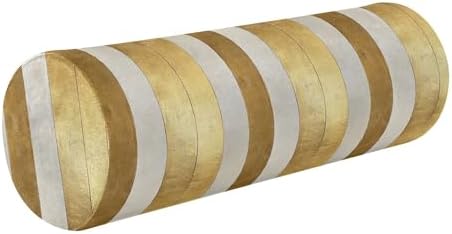 Yoga Bolster Pillow Round Neck Roll Pillow Bed Round Pillow for Baby Cylinder Decorative Pillow Bolster Pillow Covers with Zipper Gold Stripe by Caihoyu