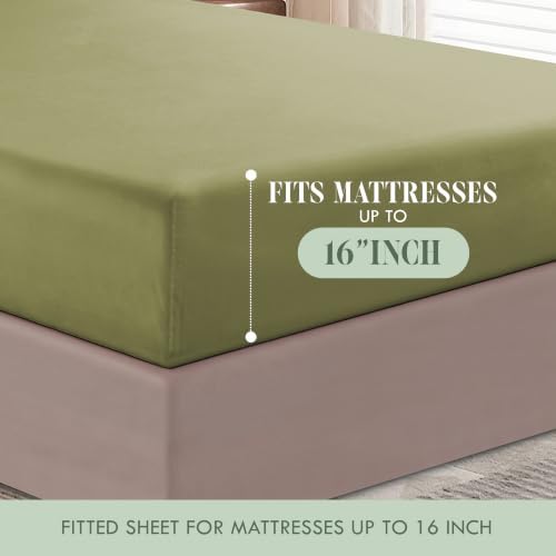 Elegant Comfort Luxury Soft 1500 Premium Hotel Quality Microfiber Wrinkle and Fade Resistant Cozy 6-Piece Bedding Set, Easy All Around Elastic Fitted Sheet, Deep Pocket, Queen, Sage/Green - Image 5