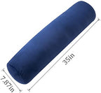 1 MIDDLE ONE Body Pillow for Adults, Bolster Pillow with Removable Velvet Cover, Long Round Cervical Roll Pillow, 35 x 7.87 Inches, Blue - Image 3