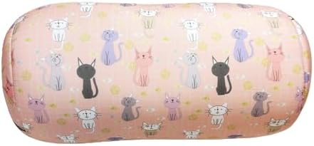 Bookishbunny 2pcs Micro Bead Set U Shaped Neck Travel Pillow 12" x 12" x 4" and Roll Back Pillow Cushion 13" x 7", Various Designs (Cat) - Image 2