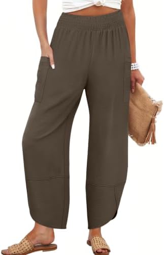 ANRABESS Womens Wide Leg Palazzo Capri Barrel Pants Cropped Trousers by ANRABESS