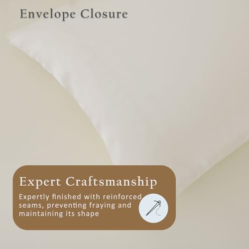 TOSMO Luxury Pillow Case Set of 2 - Cooling Viscose Derived from Bamboo - Oeko-TEX, Breathabl Silky Soft Pillow Cases with Envelope Closure (Standard / 20x26, Beige) - Image 5