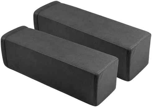 2 Pack Couch Arm Rest Pillow, 6''x6''x20'' Faux Leather Waterproof Cover, High Density Foam Armrest Cushion, Removable & Washable Elbow Support for Sofa, Bed, and Armchair (Black) by MMuteTouch
