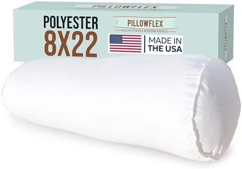 Pillowflex White Bolster Pillow Insert 8x22 in - Soft White Decorative Sham by Pillowflex