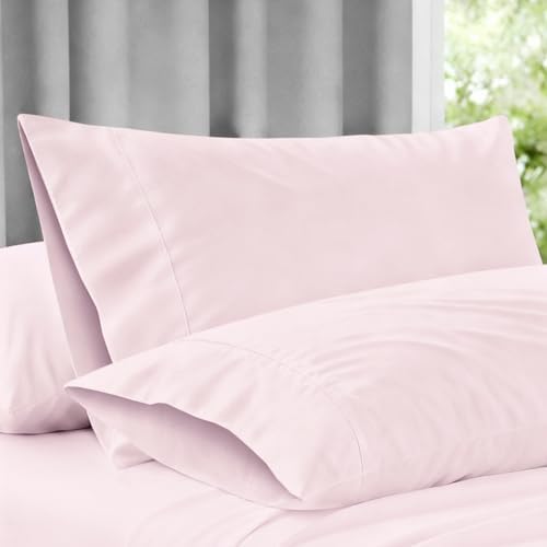 Pizuna 100% Cotton Queen Size Pillow Cases 600 Thread Count Light Pink by Pizuna