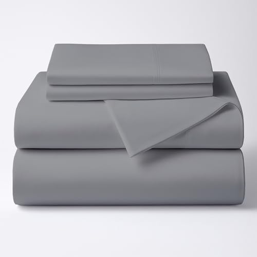 ARlinen 4 Piece Twin XL Sheet Sets, Egyptian Cotton, 10-Inch Deep, Light Grey by ARlinen