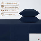 ARlinen RV Bunk Sheet Set, 34x75, 4 Piece Egyptian Cotton, Navy Blue - Image 2