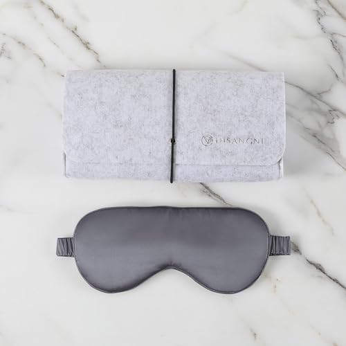 DISANGNI Silk Set: 22 Momme 100% Natural Mulberry Silk Pillow Case & Eye Mask Duo for Hair and Skin (1pc Standard Size 20" x26",Dark Gray Pillowcase Eye mask Set) - Image 2