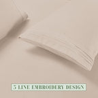 Elegant Comfort Luxury Soft 6-Piece 1500 Premium Hotel Quality Bed Sheet Set with Extra Deep Pockets 18-24 Inch, Wrinkle Free, Storage Pockets, Extra Deep Pocket 6PC Sheets, Queen, Beige - Image 7