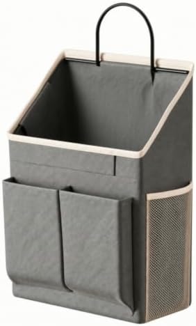 Yajuyi Wall-Mounted Hanging Storage Organizer Hanging Storage Organizer with Metal Hook Space-Saving Bedside Pocket for Dorm Students, Bunk Beds, Gray by Yajuyi