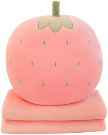 Fruit Travel Blanket and Pillow Set, 3 in 1 Plush Pillow with Warm Hands Pillow Blanket, Children's Gift Travel Airplane Train Office Nap (C) by Unknown