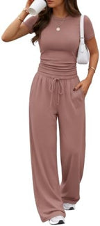 Trendy Queen Women's 2 Piece Matching Summer Lounge Set with Pockets by TrendyQueen