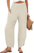 ANRABESS Womens Wide Leg Palazzo Capri Barrel Pants Cropped Trousers by ANRABESS